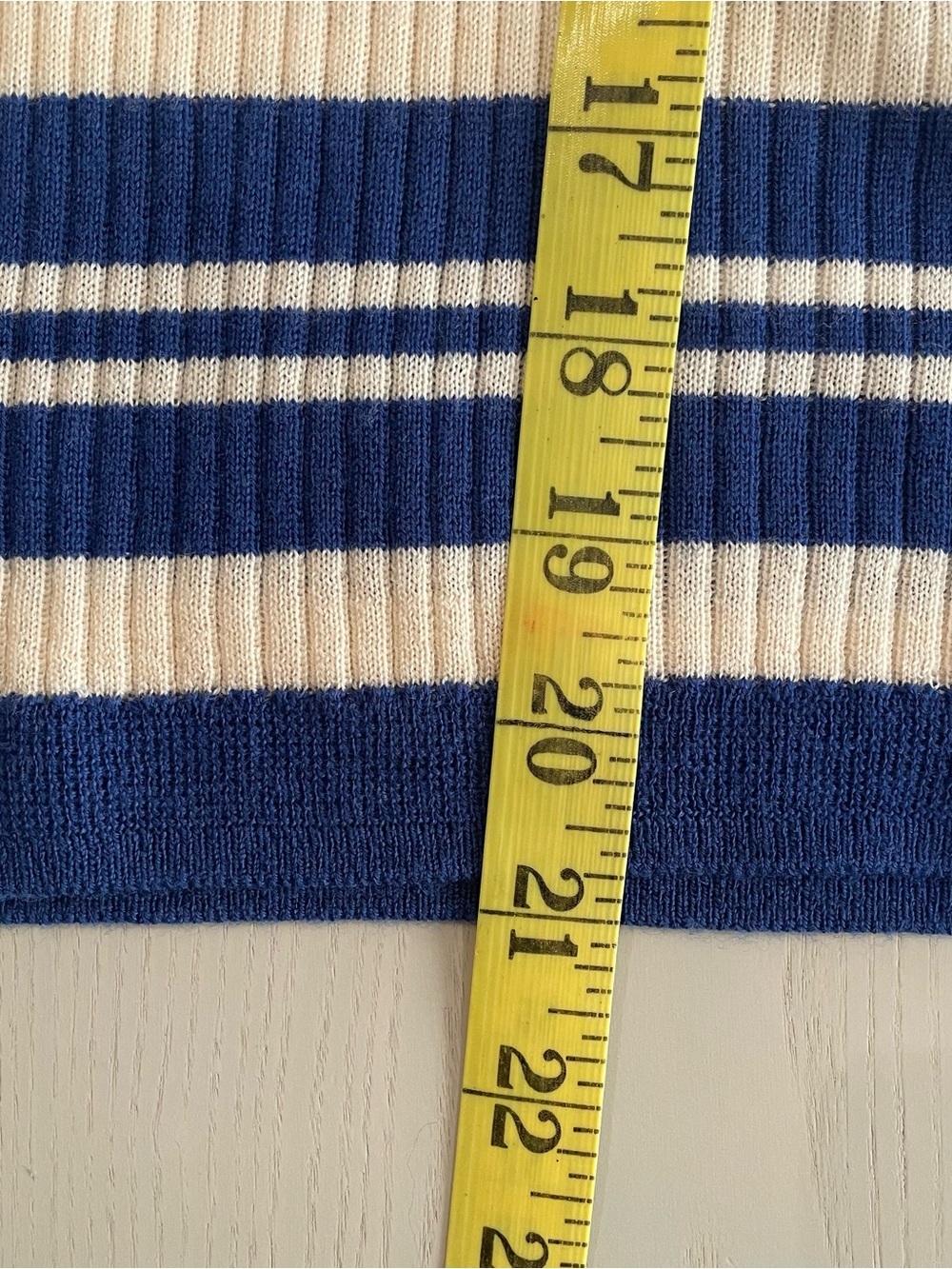 J. Crew Carolyn Striped Merino Wool Sweater CM699 Harbor blue ivory - Small - Picture 7 of 8